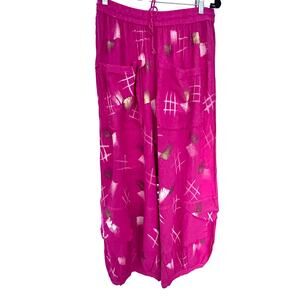 Belma New York pink lagenlook pull on pants gauze art to wear one size comfy fit